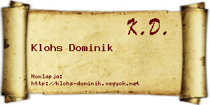Klohs Dominik névjegykártya